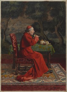 Cardinal Takeing Tea (Wc na papíře) od Leo Hermann